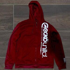 Red thrifted vintage Burgundy Ecko Unltd. Large zip-up hoodie